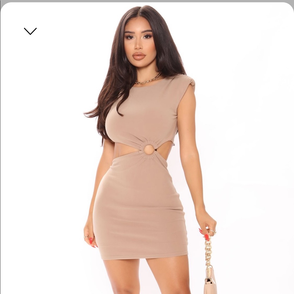 Fashion Nova Taupe cut out dress size medium